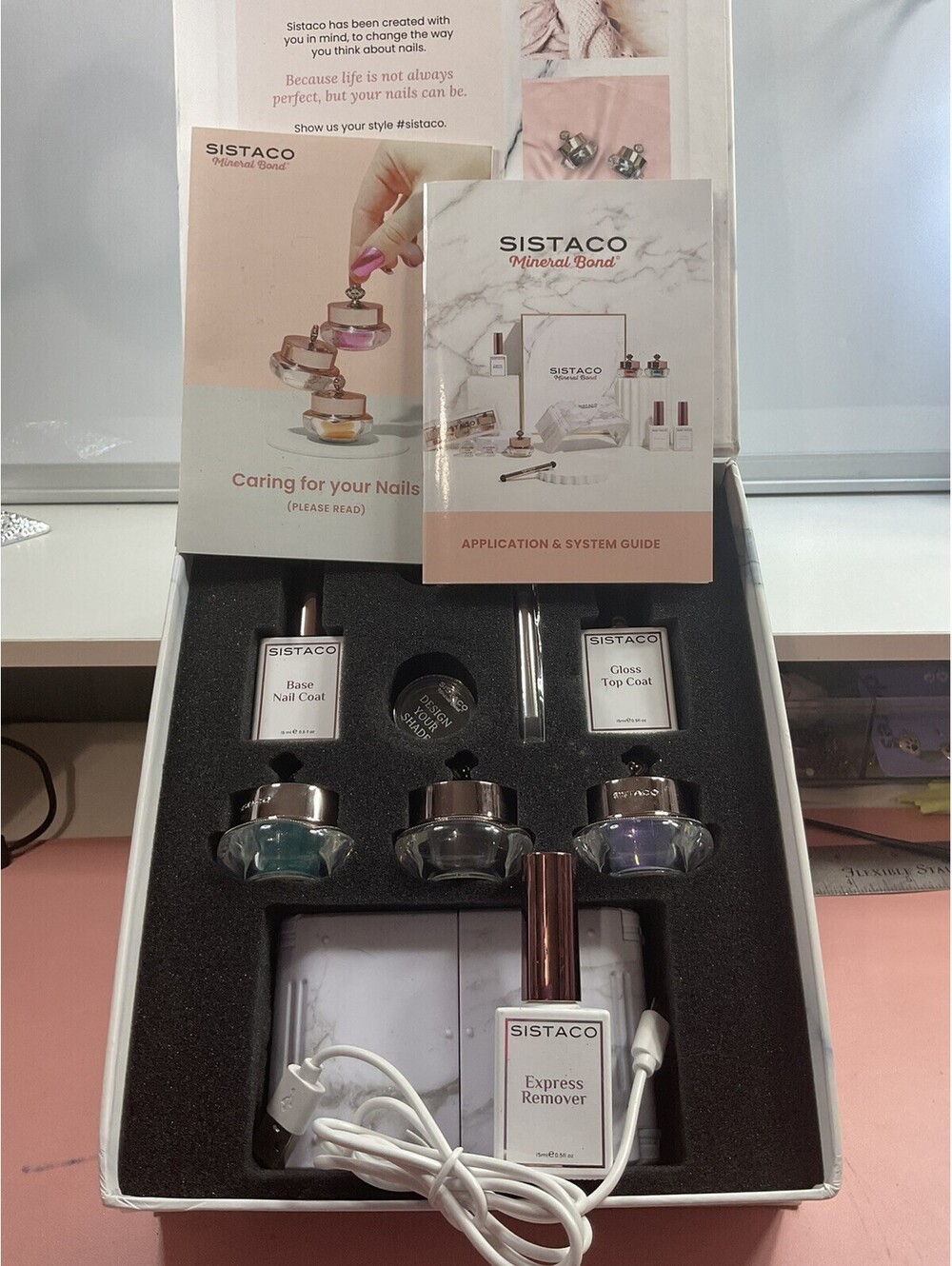 Sistaco Mineral Bond Nail System Starter Kit 3 Classic Colors NEW